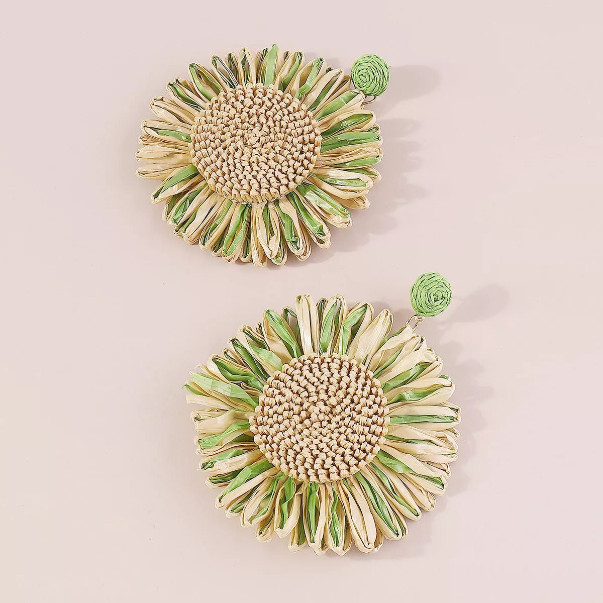 Sunflower Rattan Dangle Earrings - MAD RUFFI