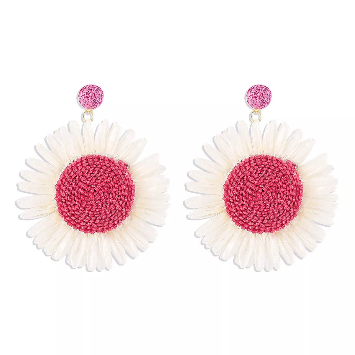 Sunflower Rattan Dangle Earrings - MAD RUFFI