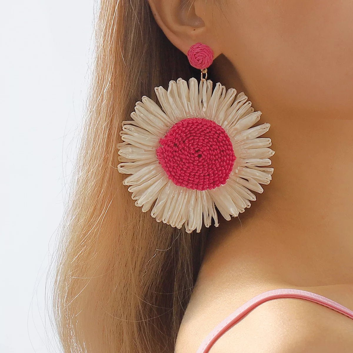 Sunflower Rattan Dangle Earrings - MAD RUFFI