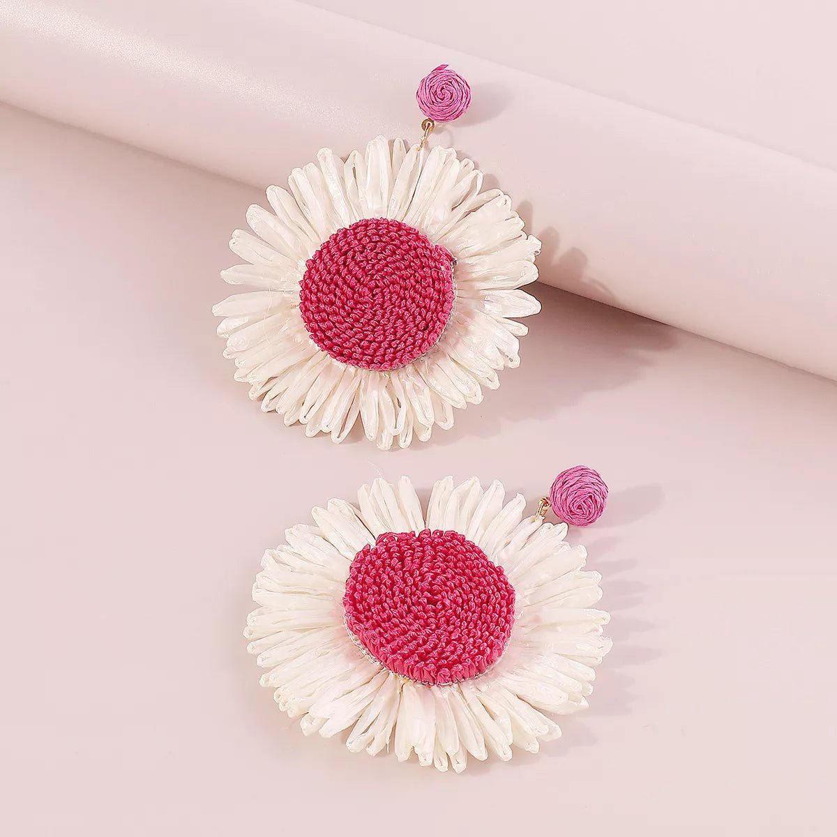 Sunflower Rattan Dangle Earrings - MAD RUFFI