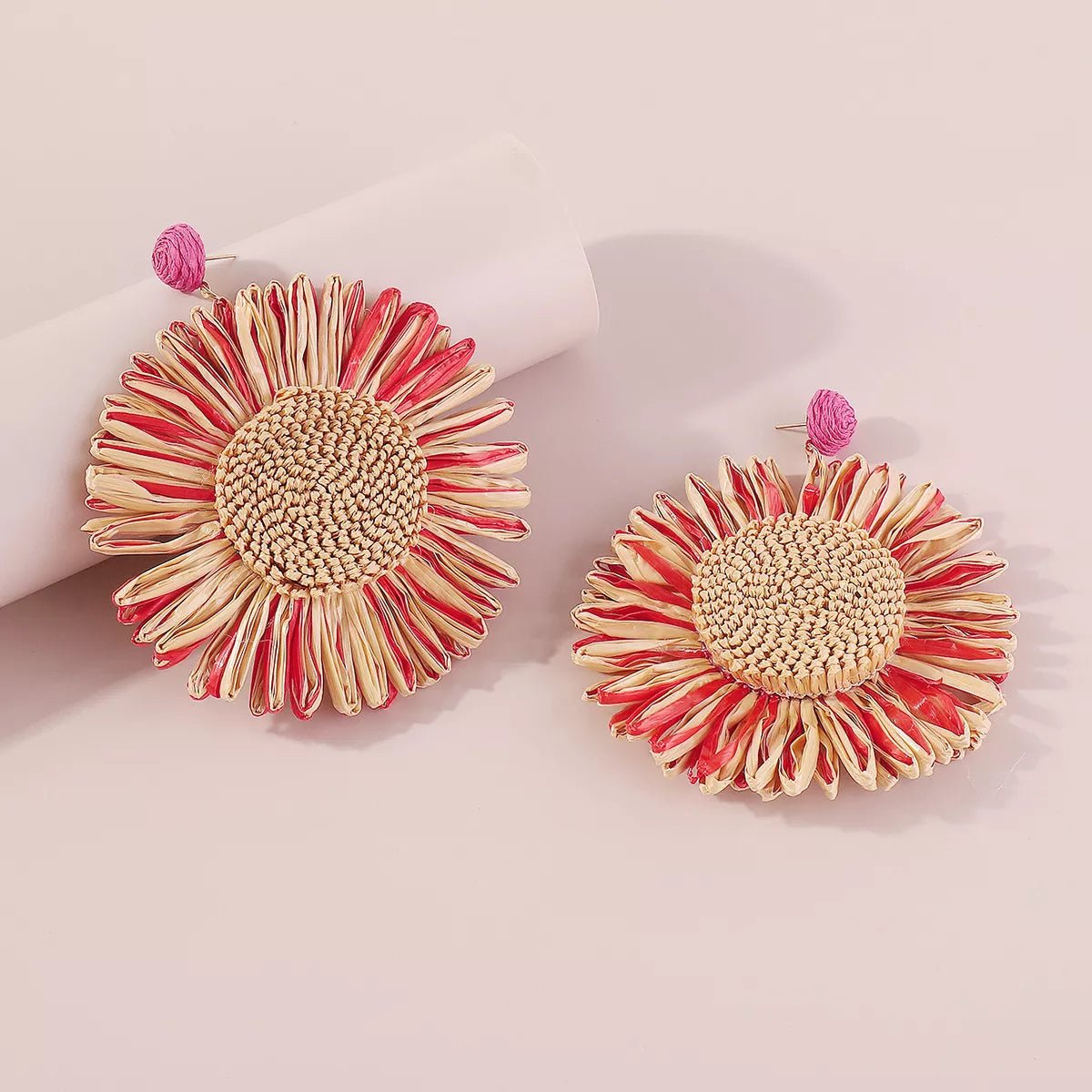 Sunflower Rattan Dangle Earrings - MAD RUFFI