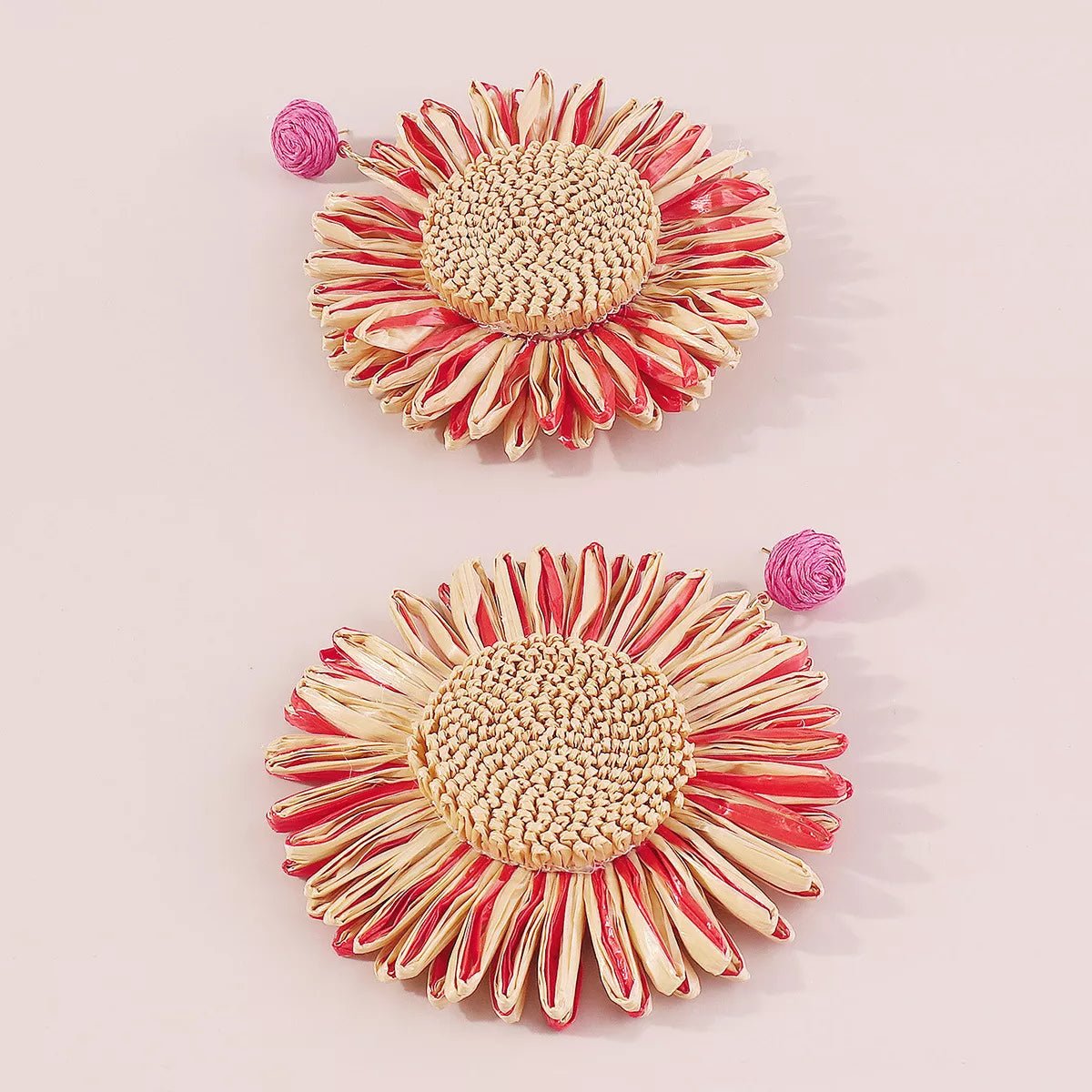 Sunflower Rattan Dangle Earrings - MAD RUFFI