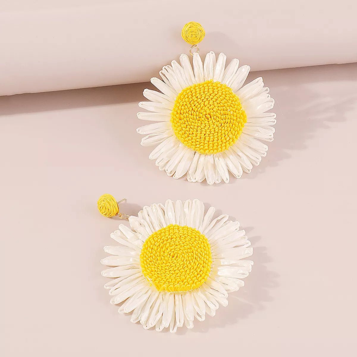 Sunflower Rattan Dangle Earrings - MAD RUFFI