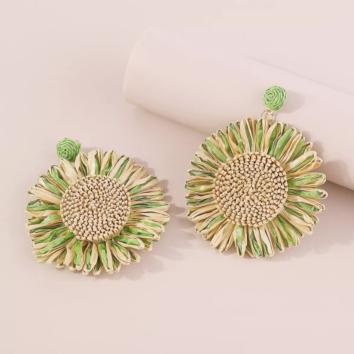 Sunflower Rattan Dangle Earrings - MAD RUFFI