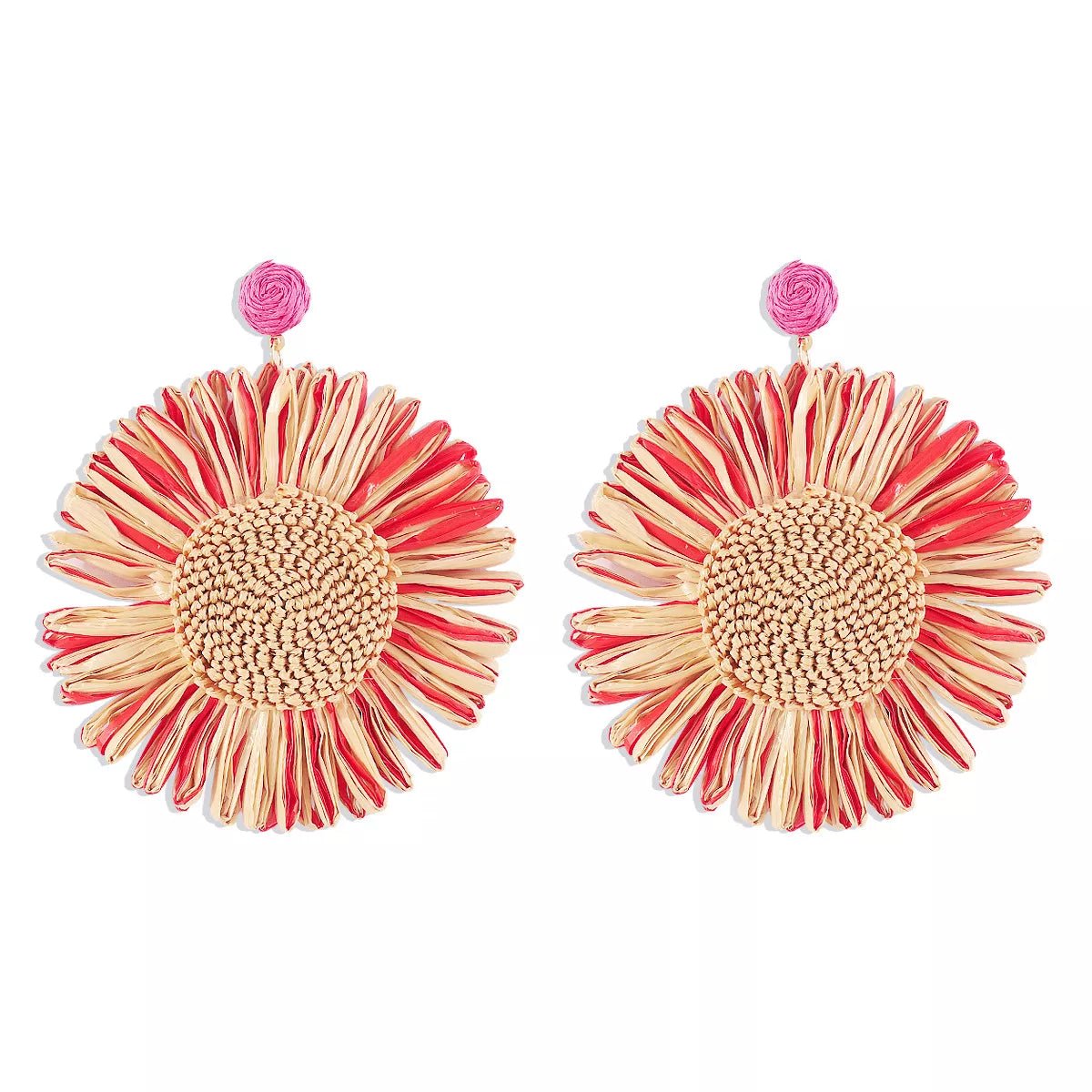 Sunflower Rattan Dangle Earrings - MAD RUFFI