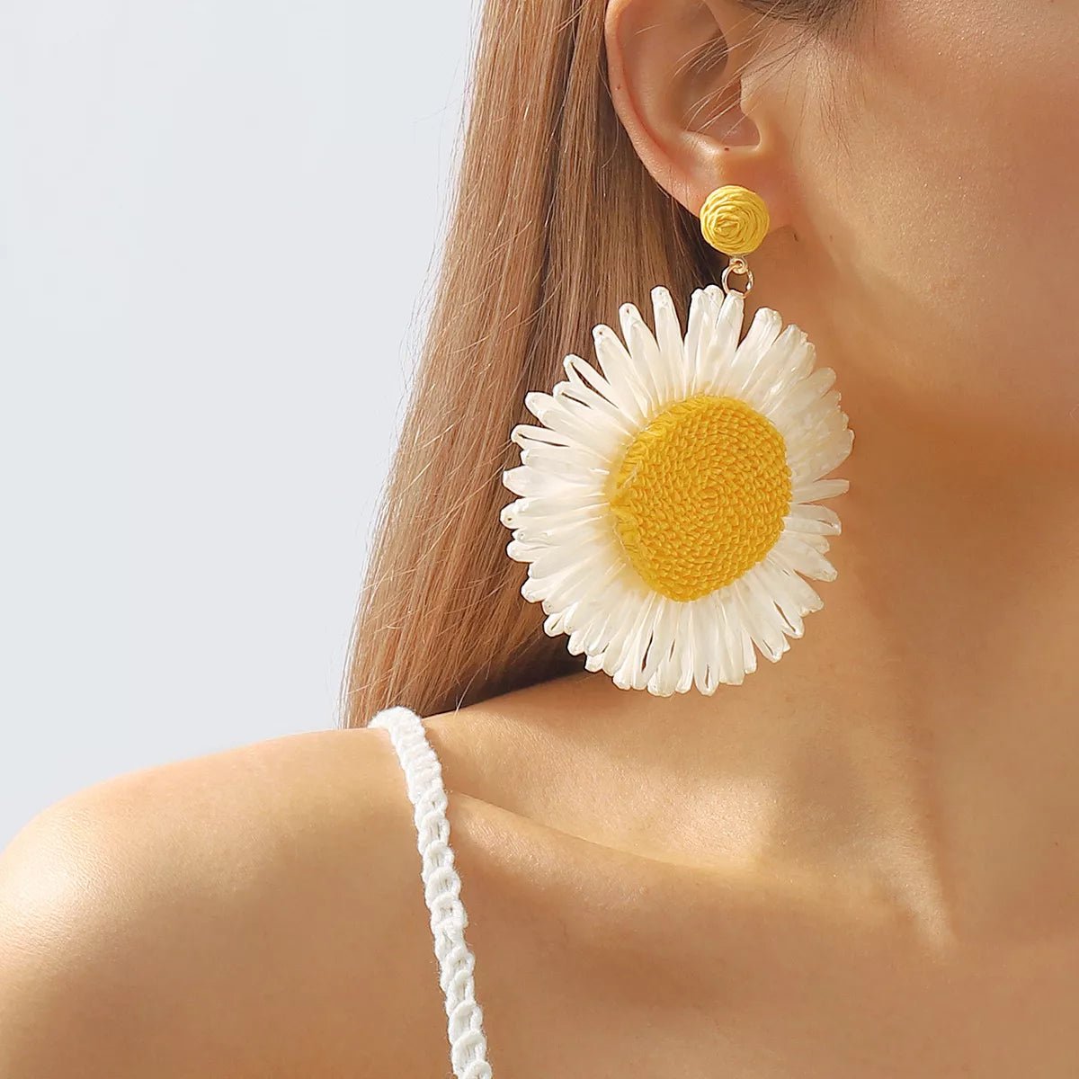 Sunflower Rattan Dangle Earrings - MAD RUFFI