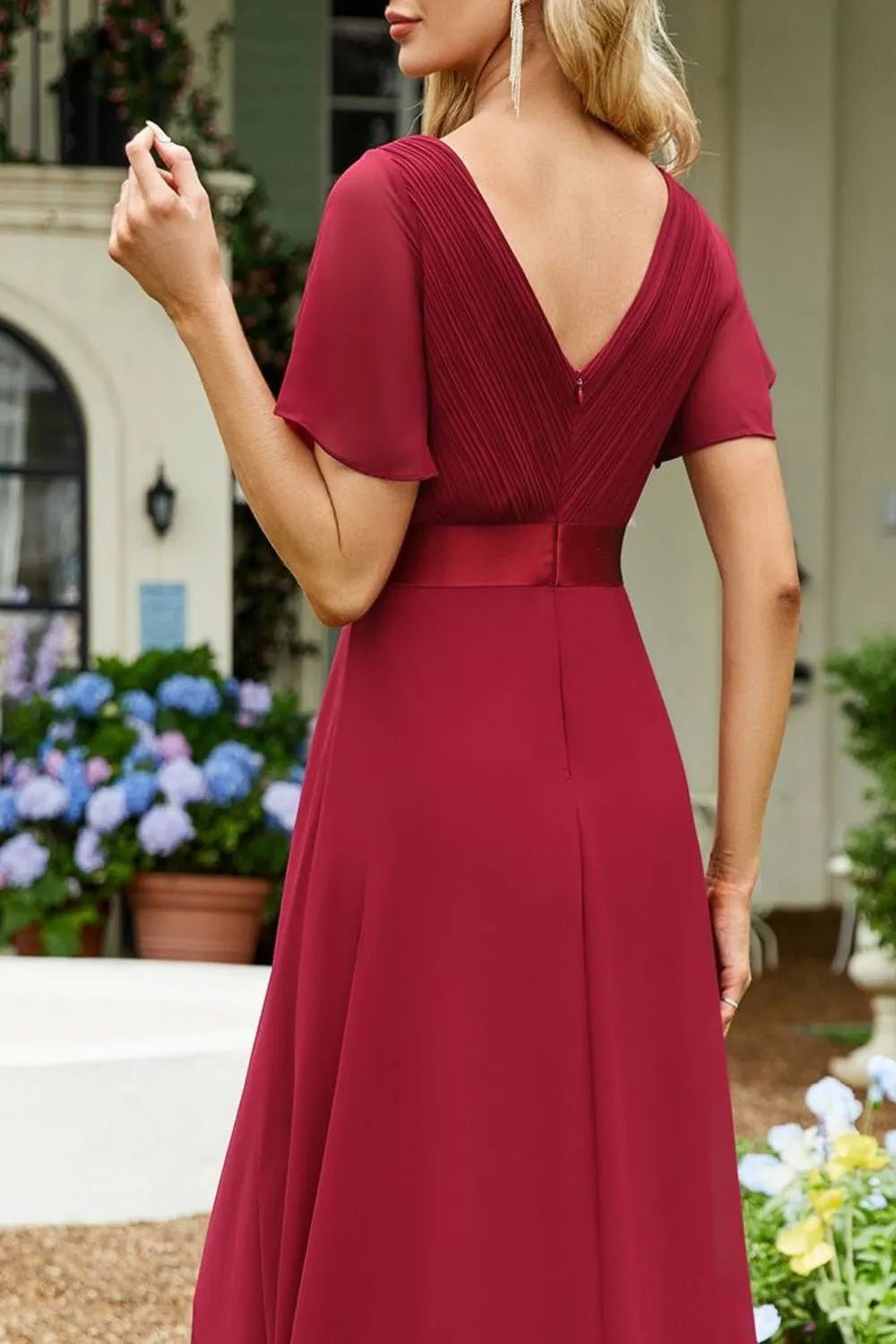 Surplice Flutter Sleeve Maxi Dress - MAD RUFFI