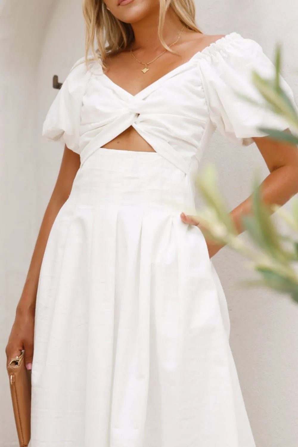 Sweetheart Neck Puff Sleeve Dress - MAD RUFFI