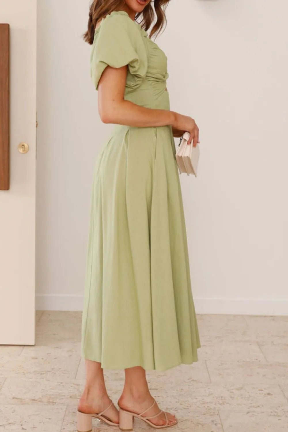 Sweetheart Neck Puff Sleeve Dress - MAD RUFFI