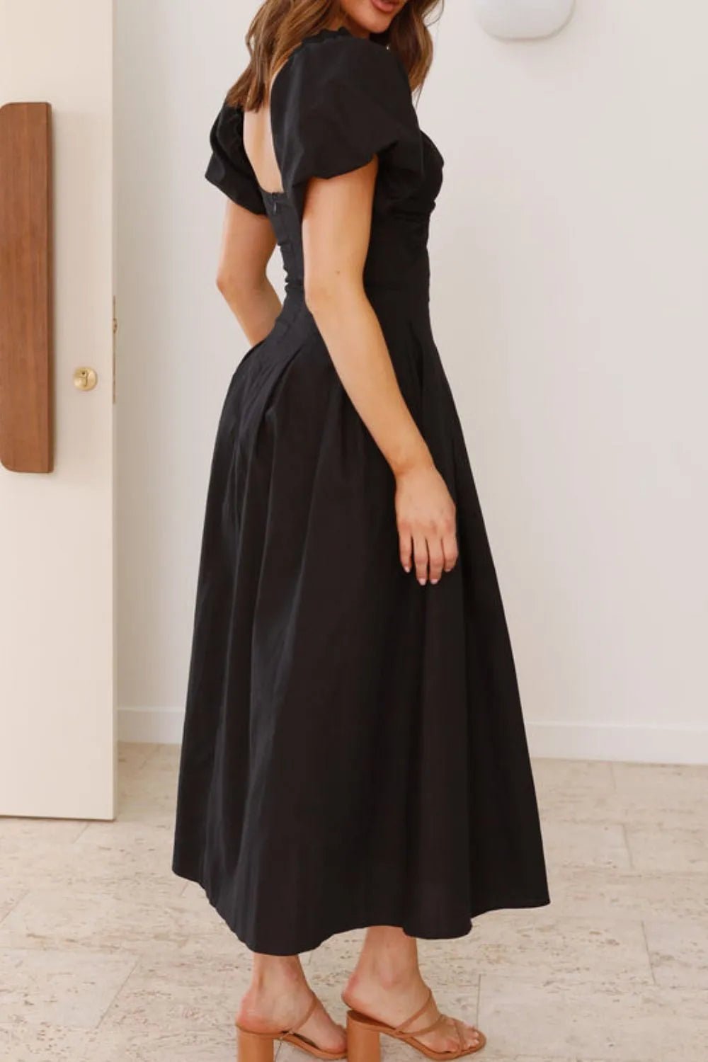 Sweetheart Neck Puff Sleeve Dress - MAD RUFFI