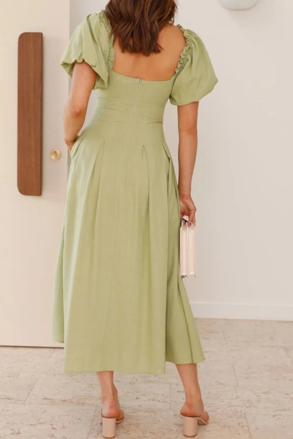 Sweetheart Neck Puff Sleeve Dress - MAD RUFFI