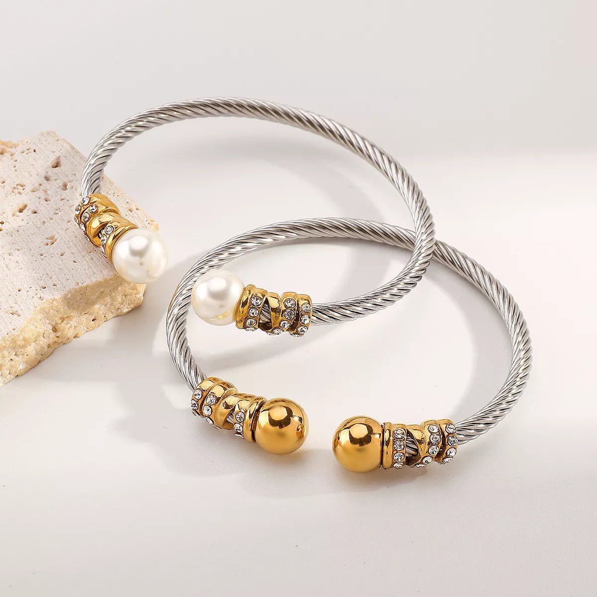 Synthetic Pearl Stainless Steel Bracelet - MAD RUFFI