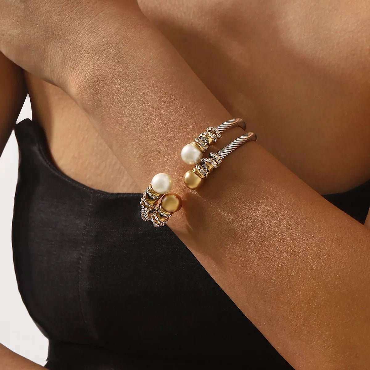 Synthetic Pearl Stainless Steel Bracelet - MAD RUFFI
