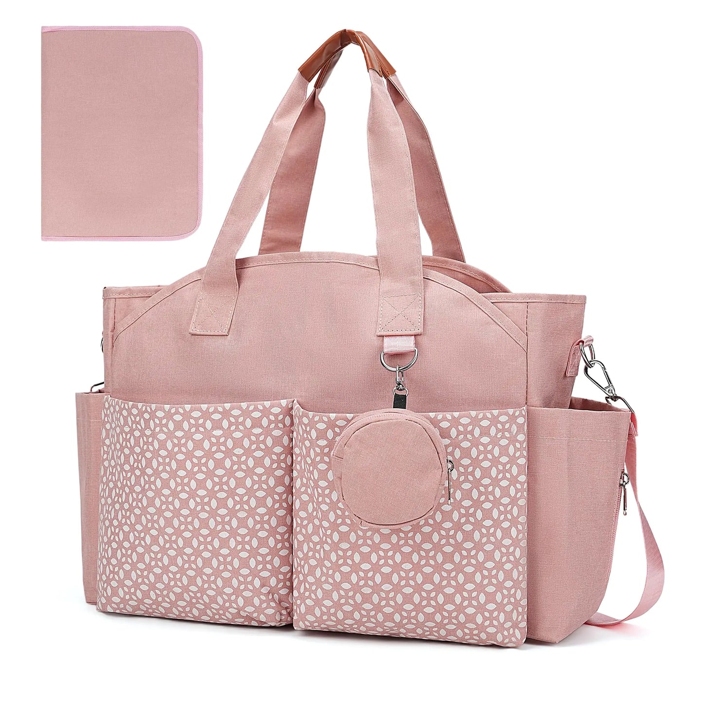 Bolso de pañales gemiu bolso de pañal grande con carcasa de viaje de viaje para mamá y papá con una bolsa de pañales multifunción de estación cambiante para mujeres rosa