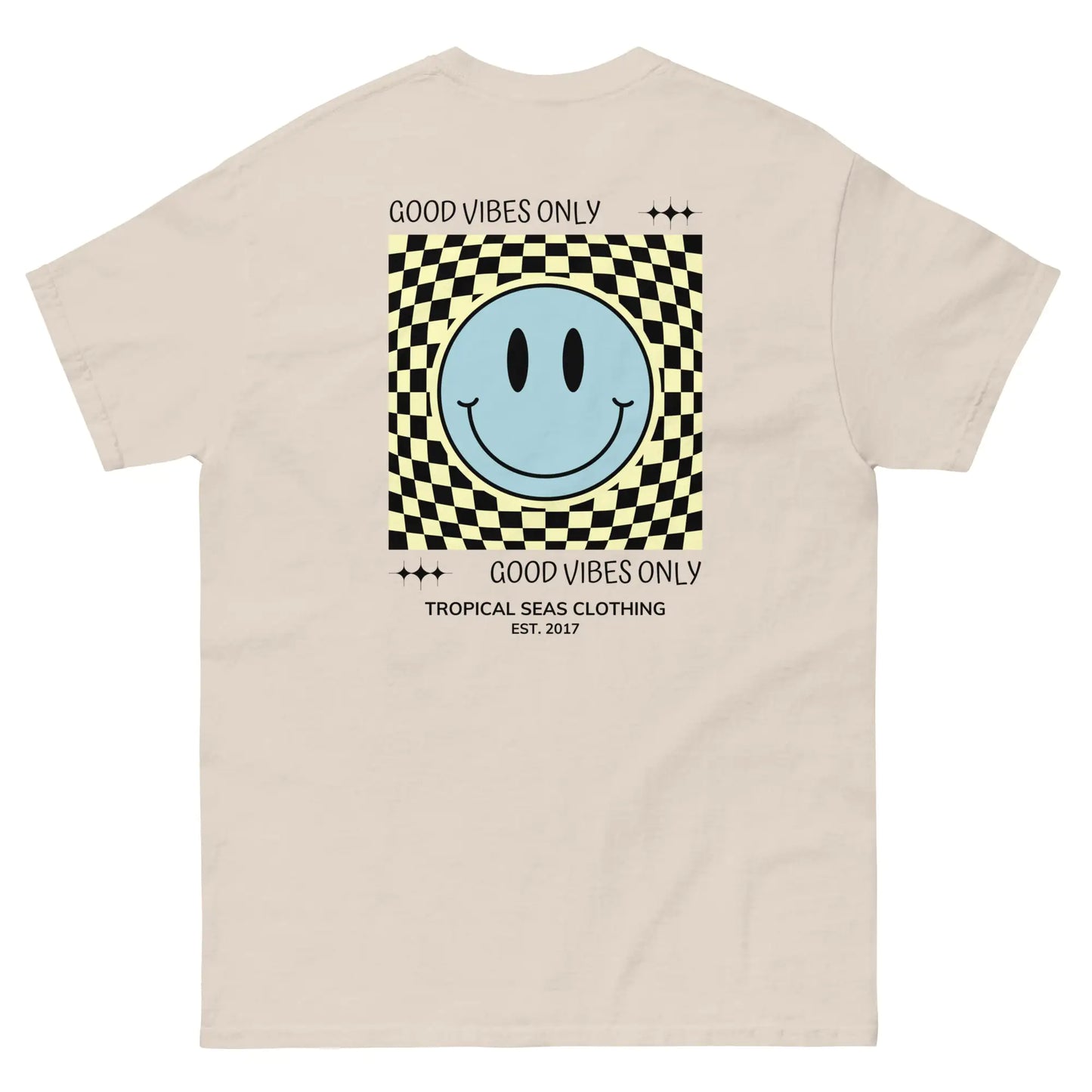 Klassisches Good Vibes Smiley Face T-Shirt für Herren