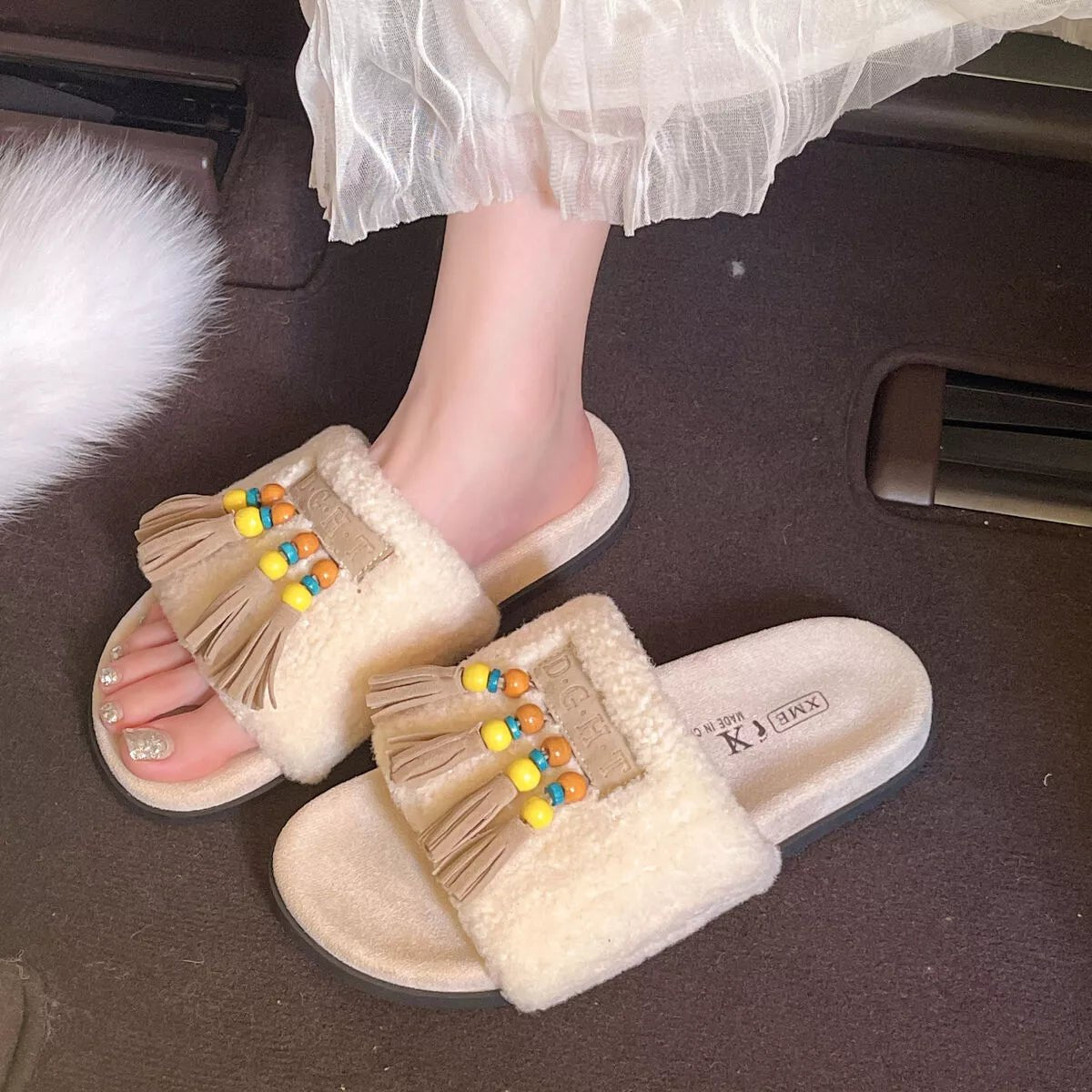 Tassel Open Toe Slippers - MAD RUFFI