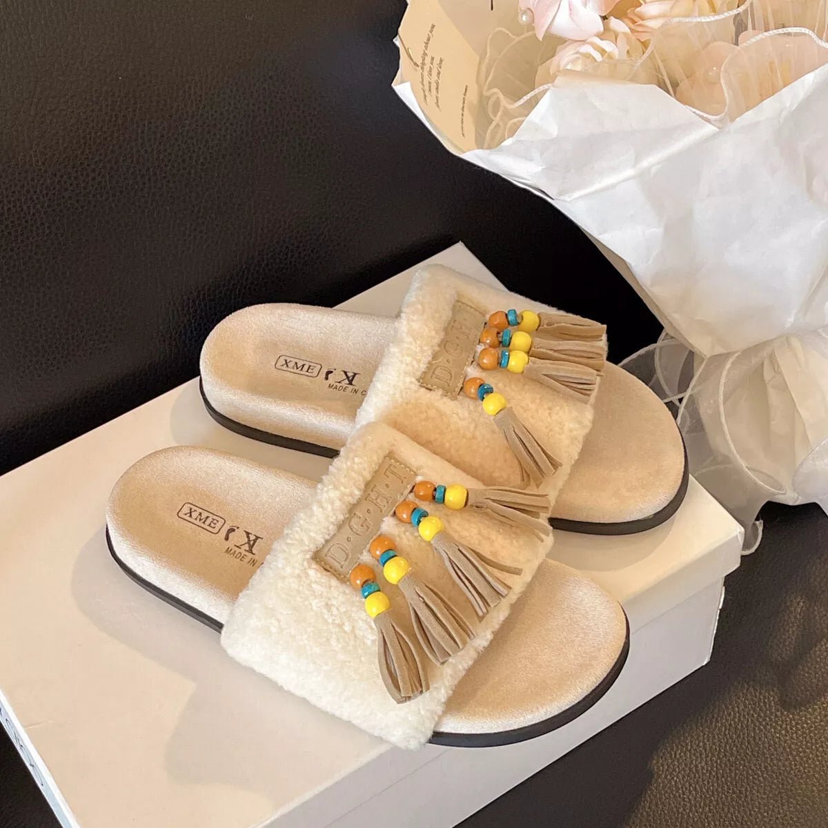 Tassel Open Toe Slippers - MAD RUFFI