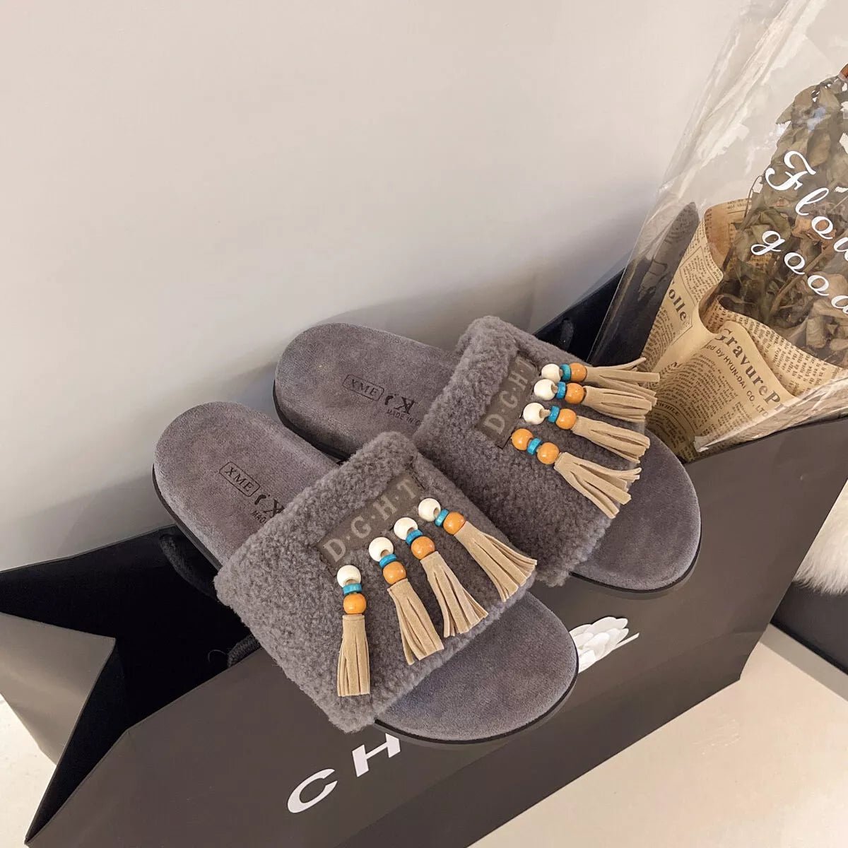 Tassel Open Toe Slippers - MAD RUFFI