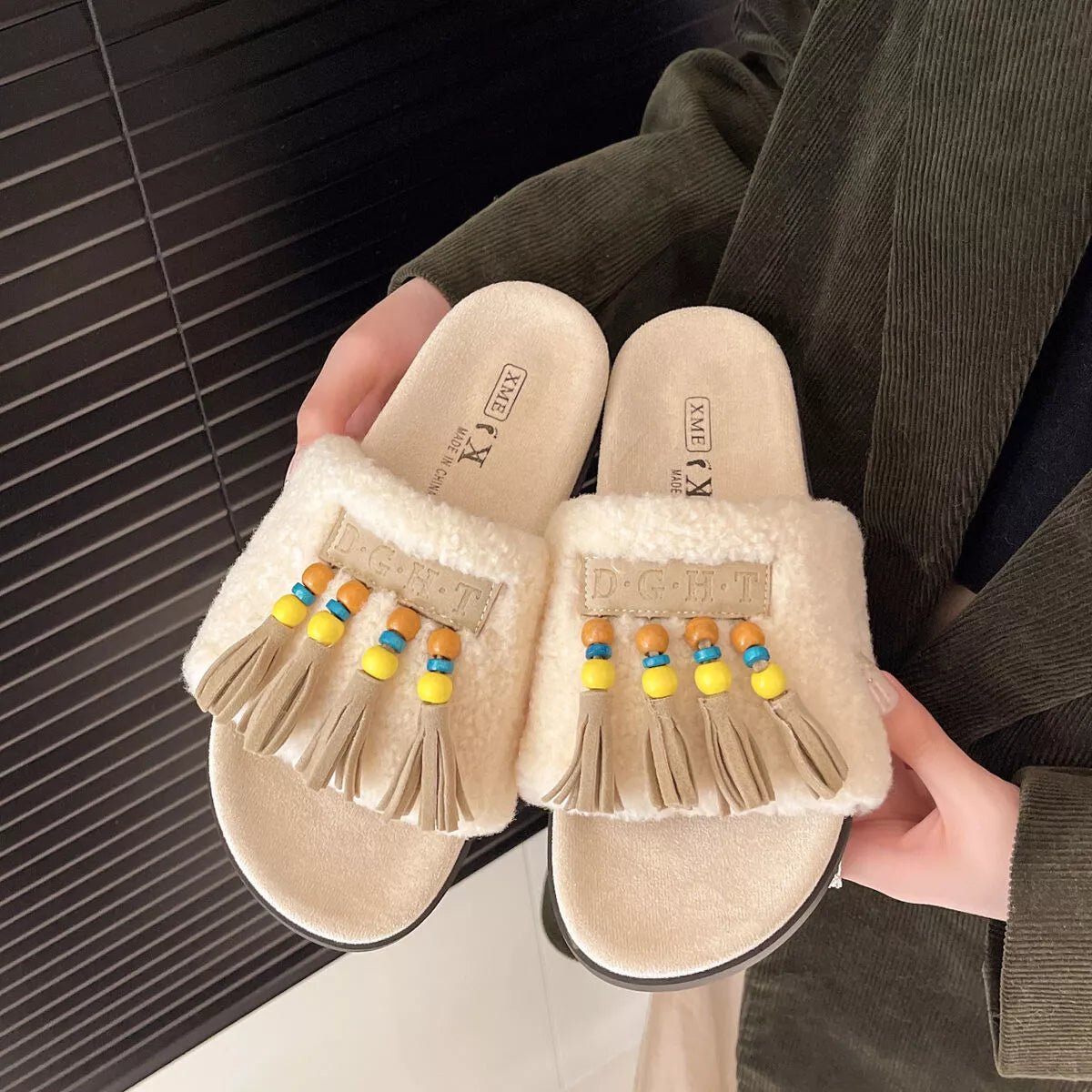 Tassel Open Toe Slippers - MAD RUFFI