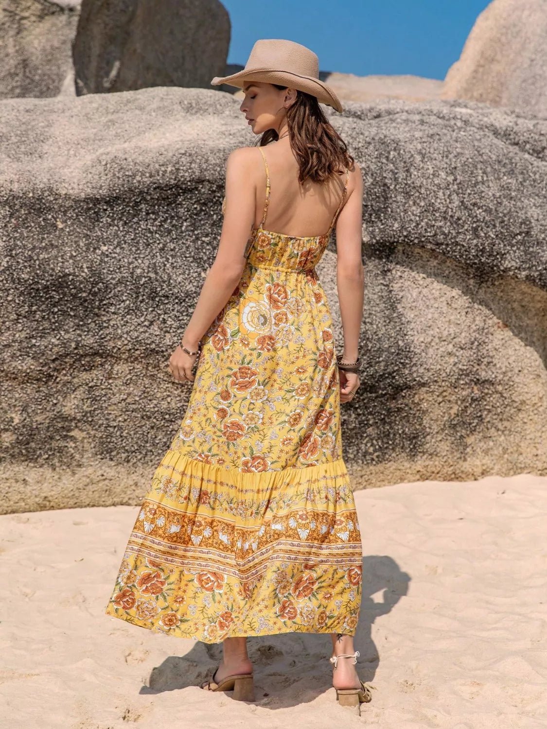 Tassel Printed Tiered Cami Dress - MAD RUFFI