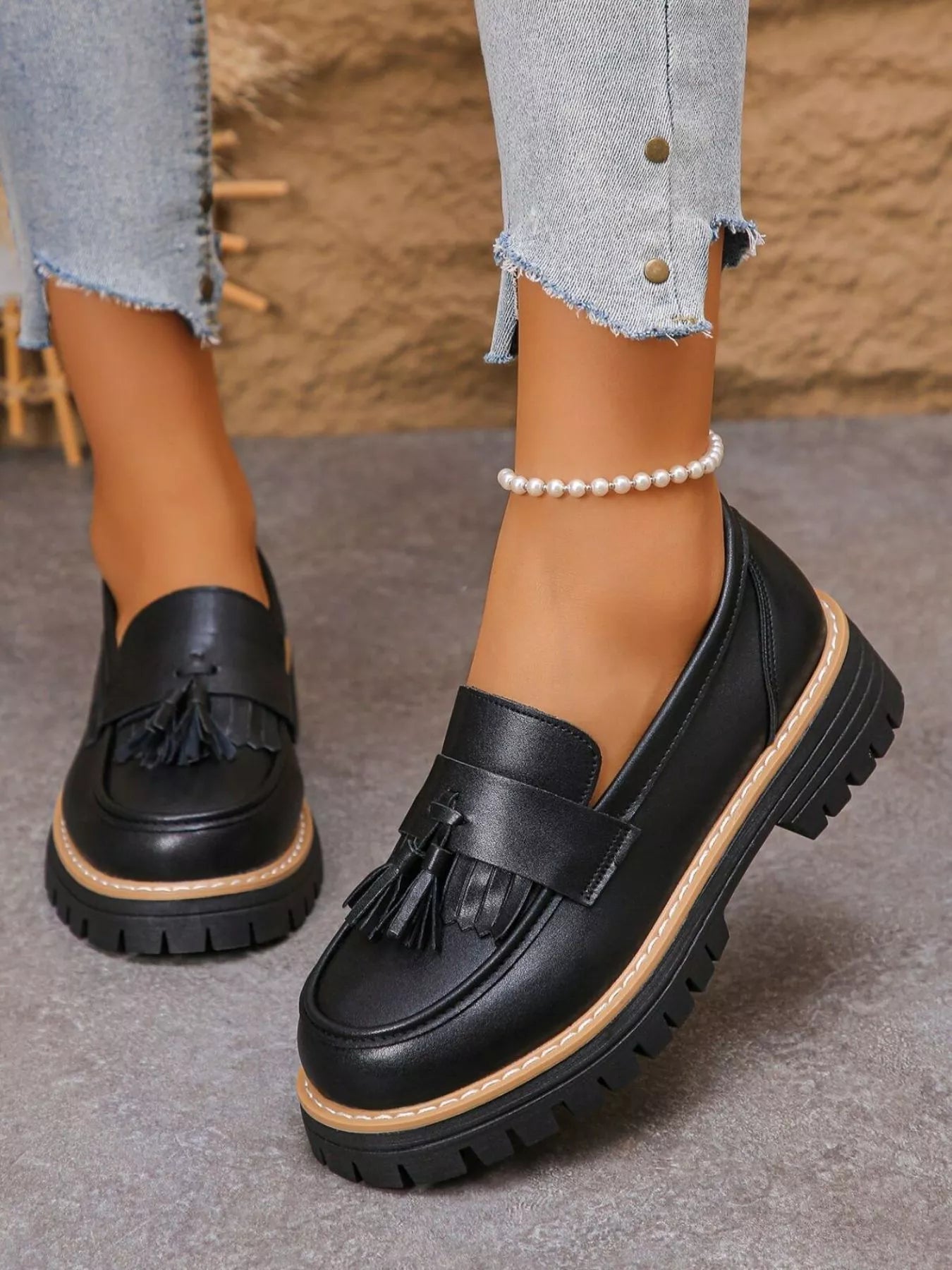 Tassel Round Toe Platform Loafers - MAD RUFFI