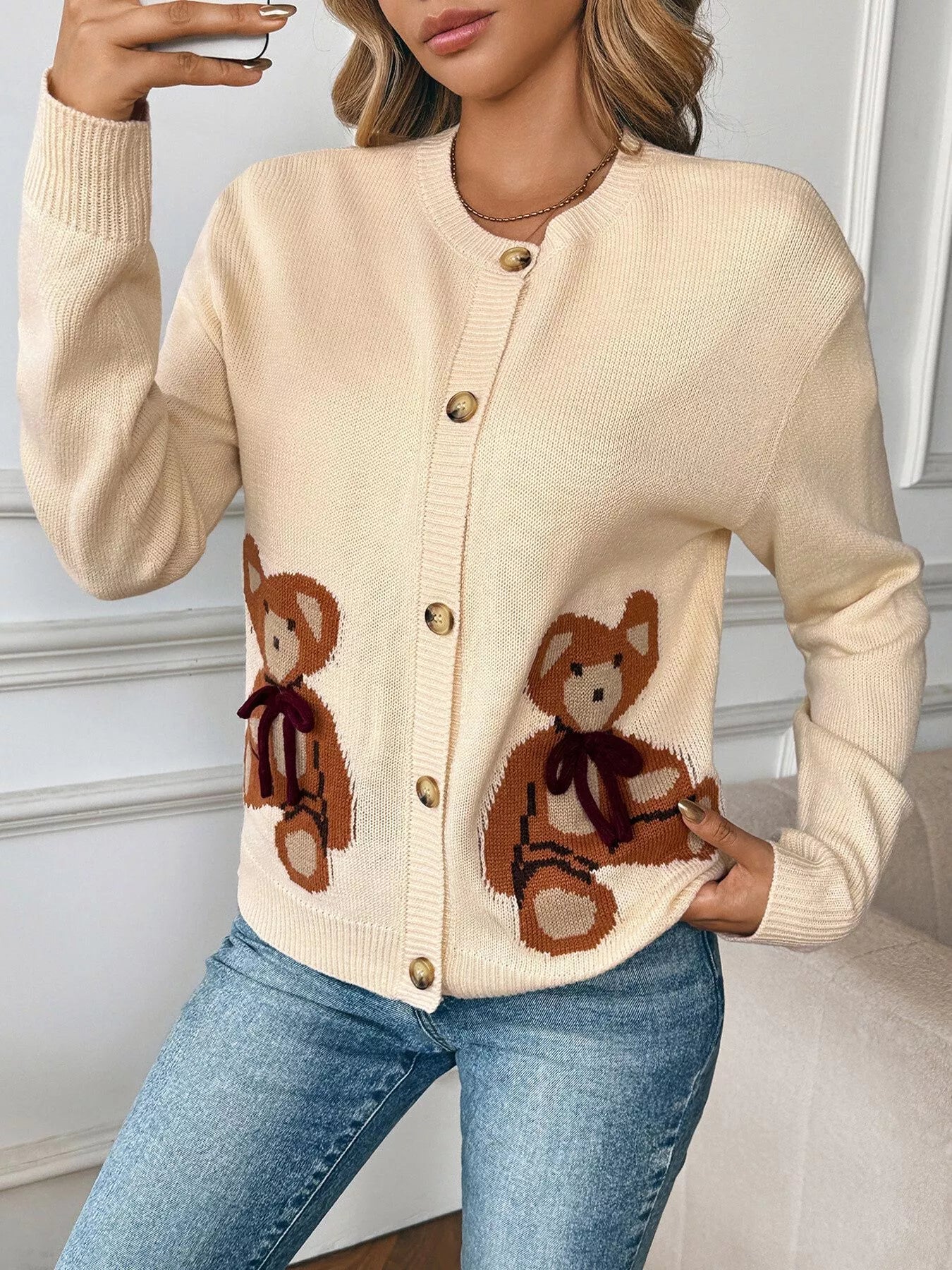Teddy Bear Button Up Cardigan - MAD RUFFI