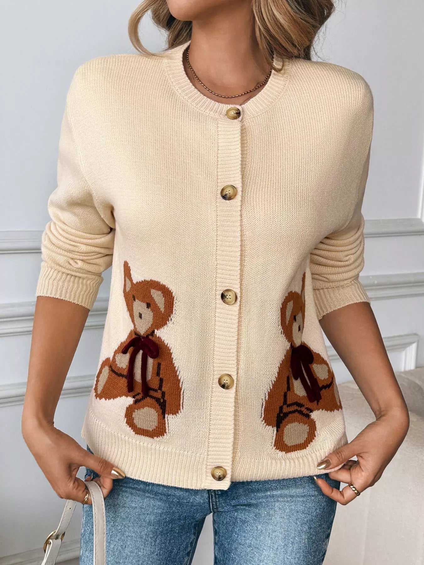 Teddy Bear Button Up Cardigan - MAD RUFFI