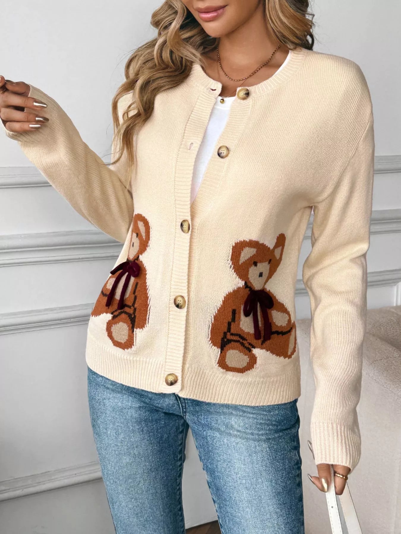Teddy Bear Button Up Cardigan - MAD RUFFI