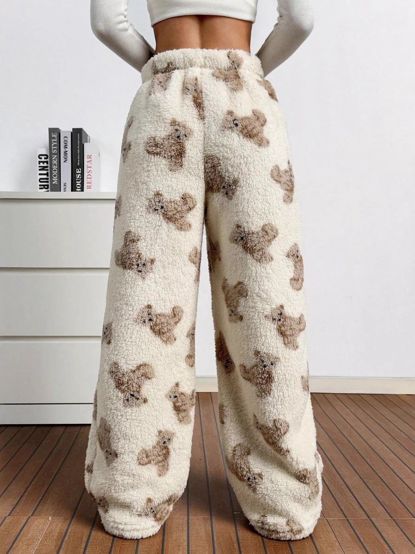 Teddy Bear Print Fluffy Pants - MAD RUFFI