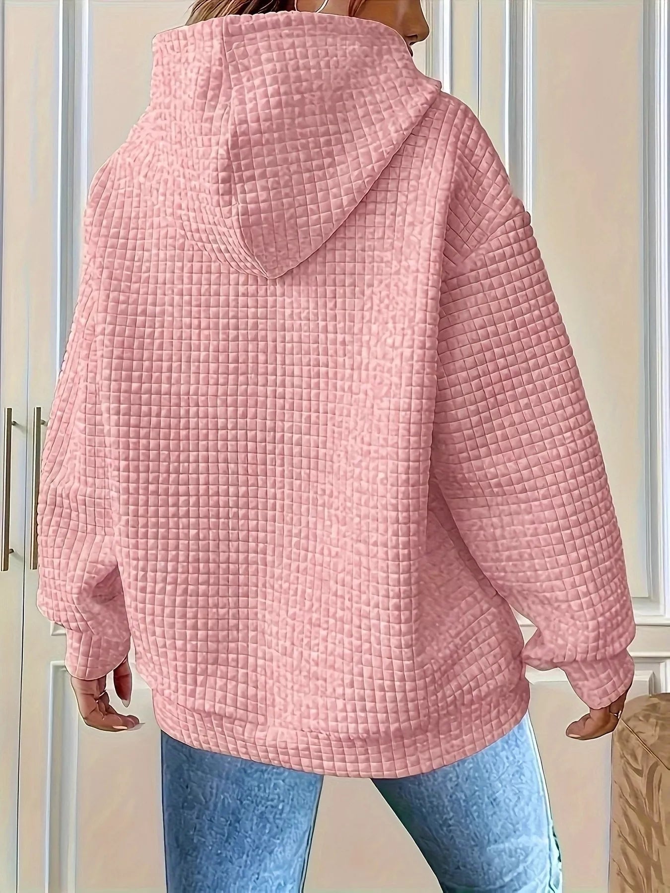 Textured Knit Drawstring Hoodie - MAD RUFFI