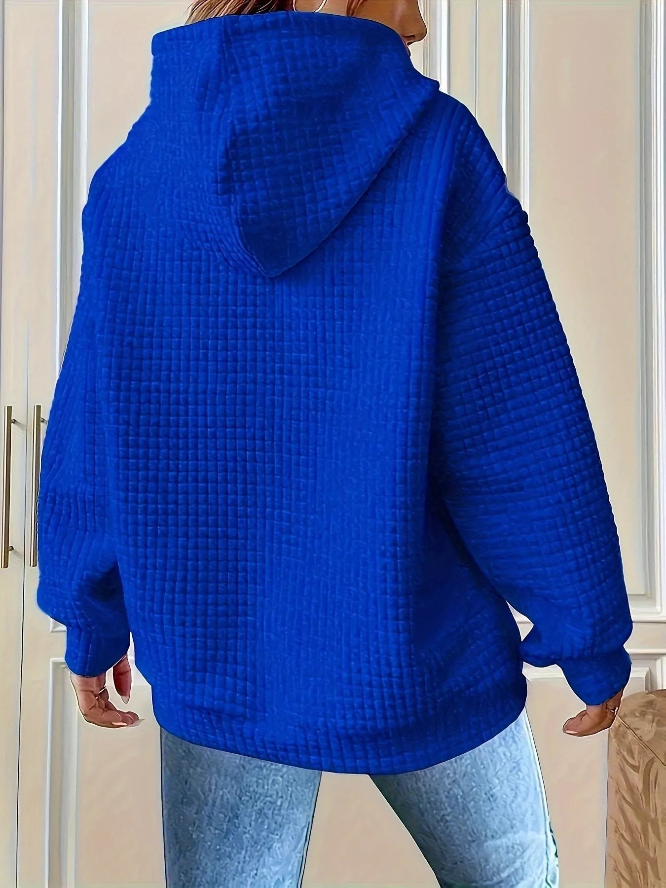 Textured Knit Drawstring Hoodie - MAD RUFFI