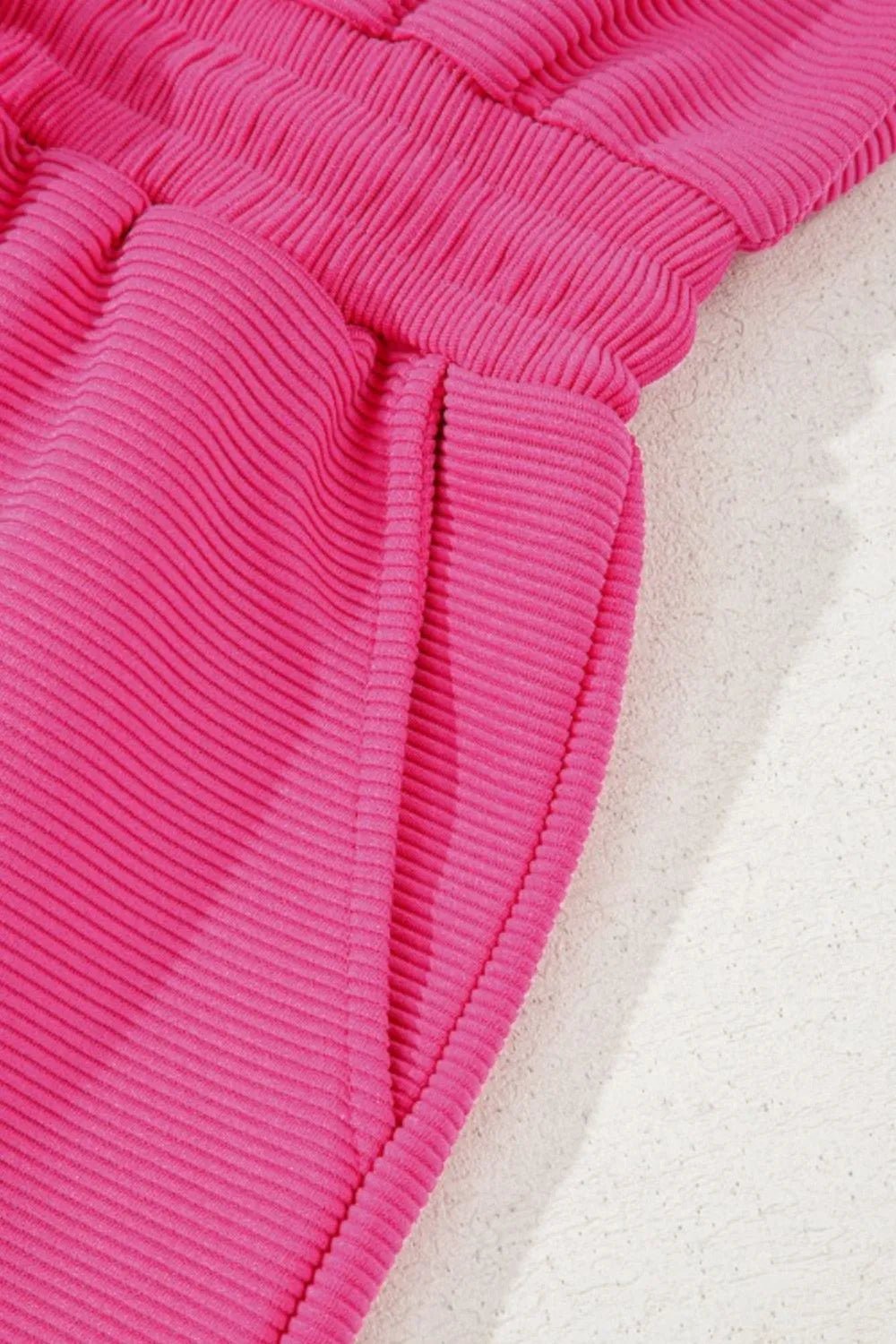 Textured Short Sleeve Half Zip Drawstring Waist Romper - MAD RUFFI