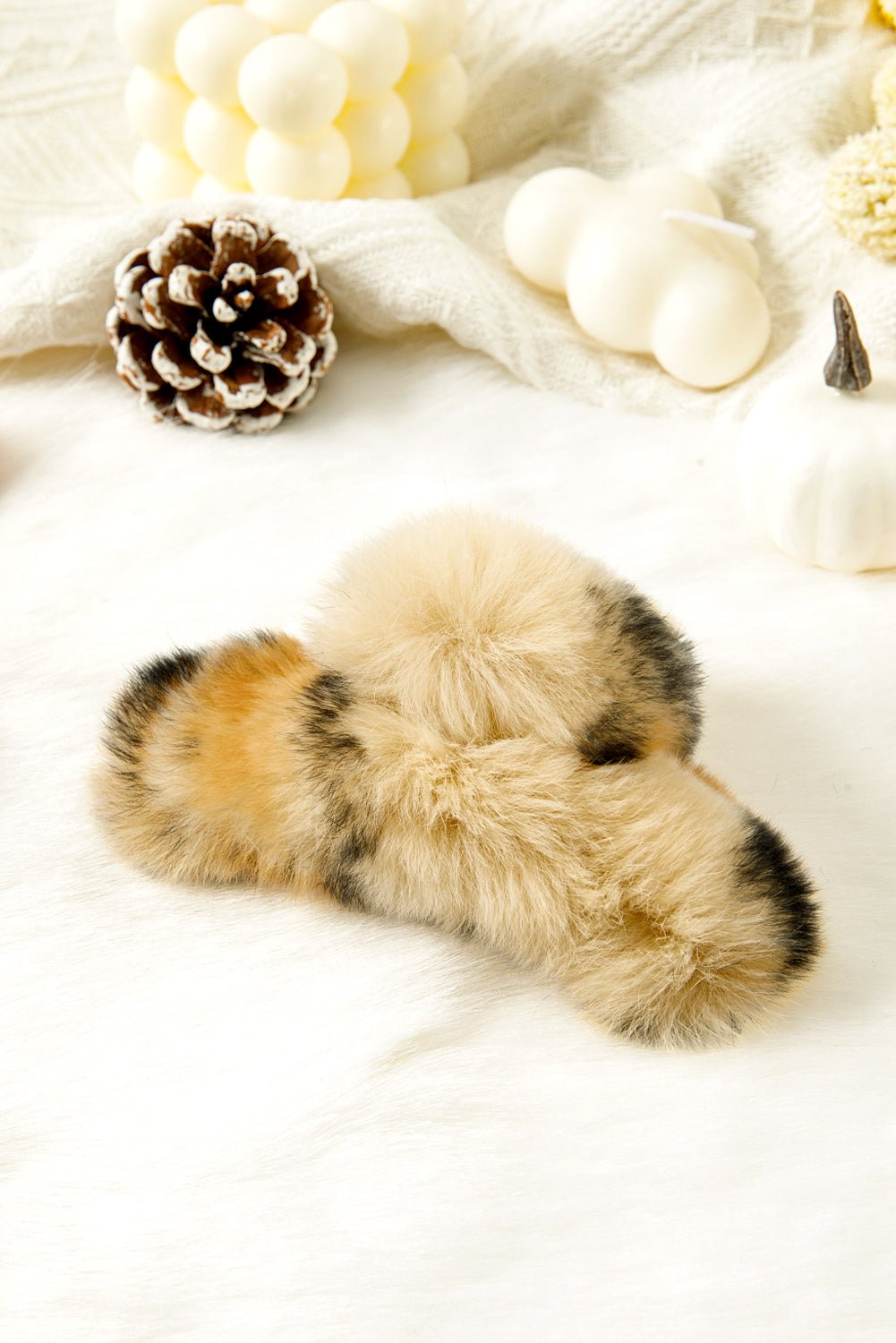 Thai Curry Leopard Fluffy Plush Hair Claw Clip - MAD RUFFI
