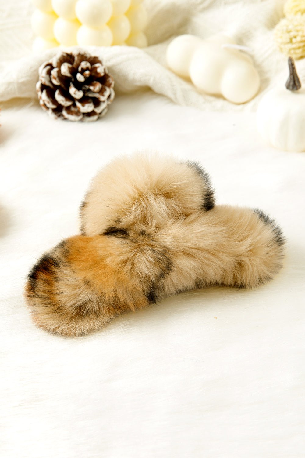Thai Curry Leopard Fluffy Plush Hair Claw Clip - MAD RUFFI