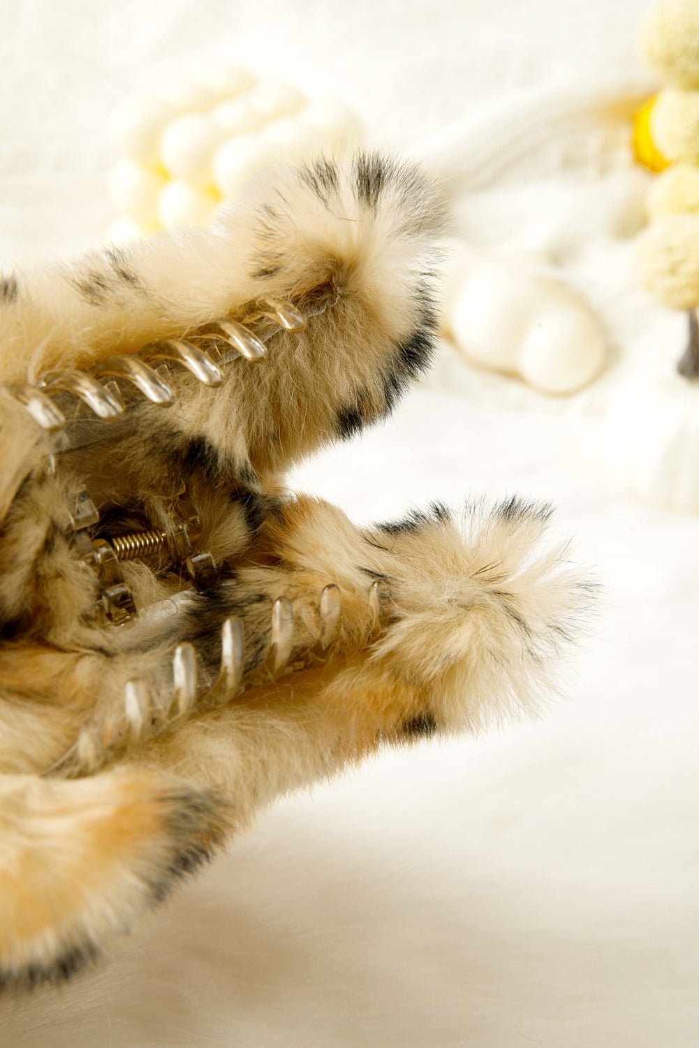 Thai Curry Leopard Fluffy Plush Hair Claw Clip - MAD RUFFI