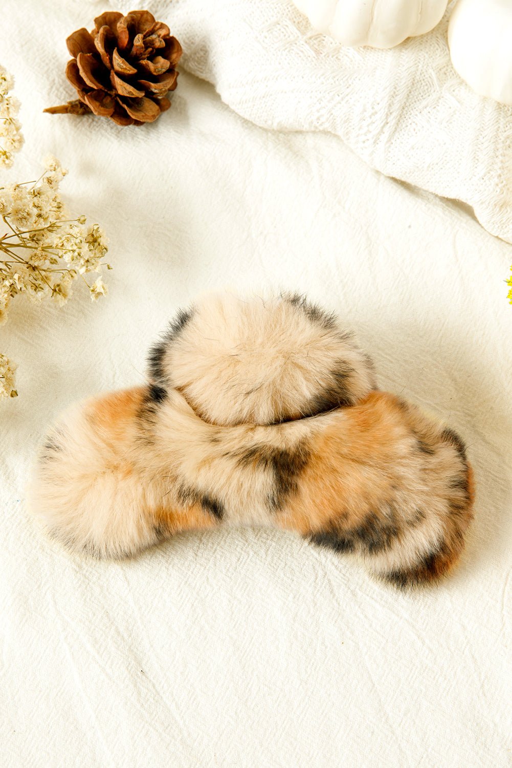 Thai Curry Leopard Fluffy Plush Hair Claw Clip - MAD RUFFI
