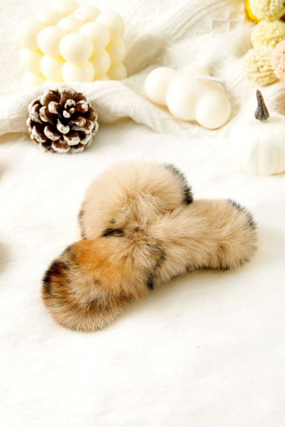 Thai Curry Leopard Fluffy Plush Hair Claw Clip - MAD RUFFI