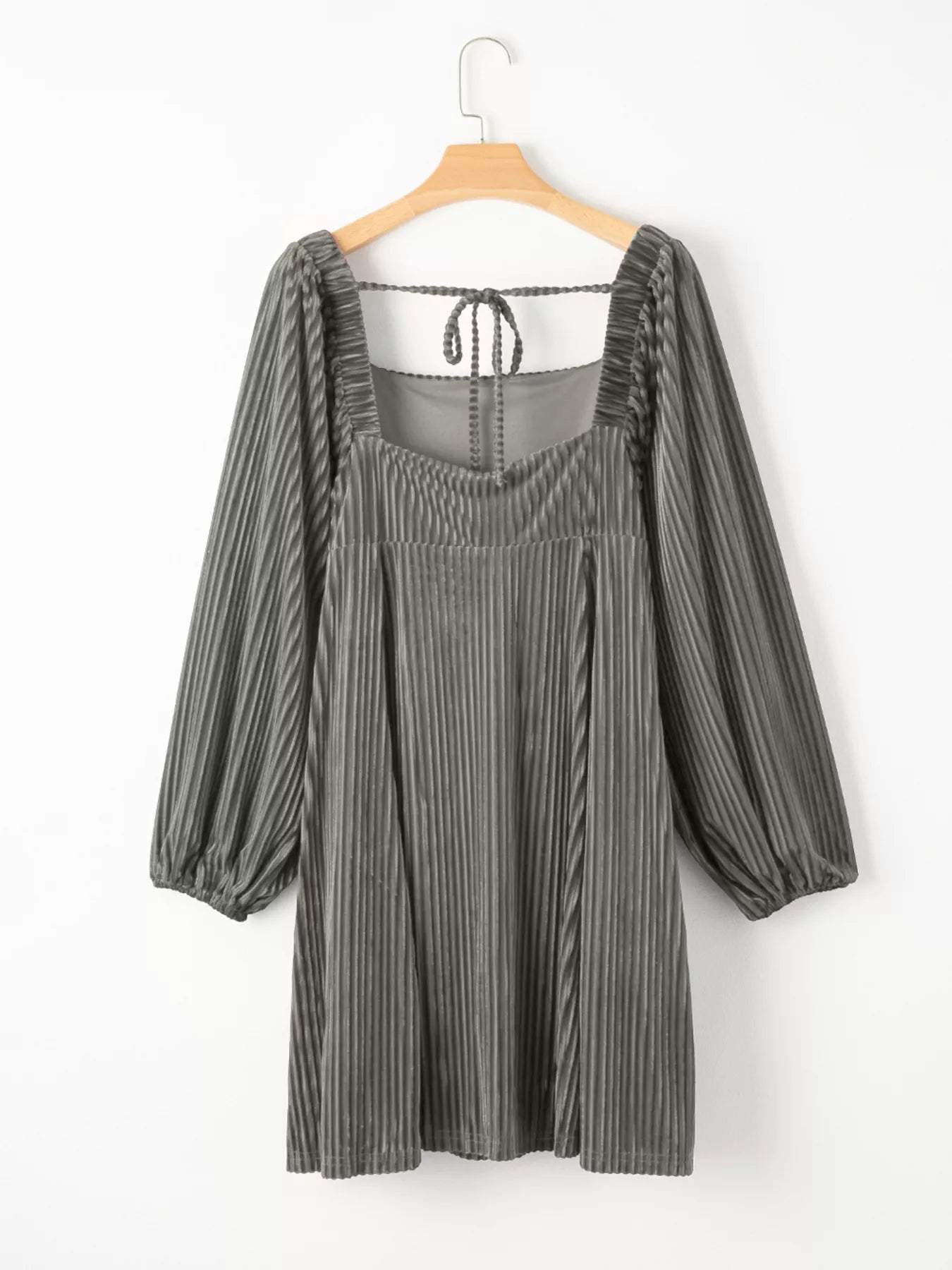 Tie Back Square Neck Velvet Babydoll Dress - MAD RUFFI