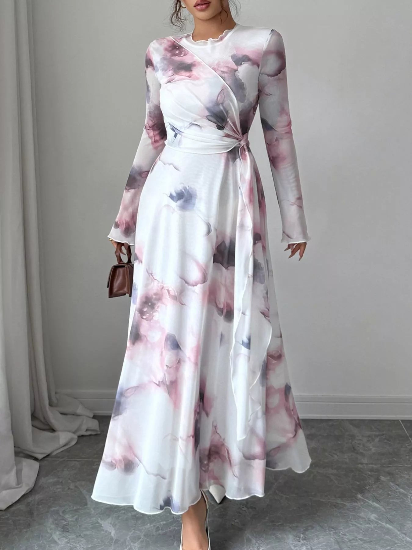 Tie - Dye Long Sleeve Maxi Dress - MAD RUFFI