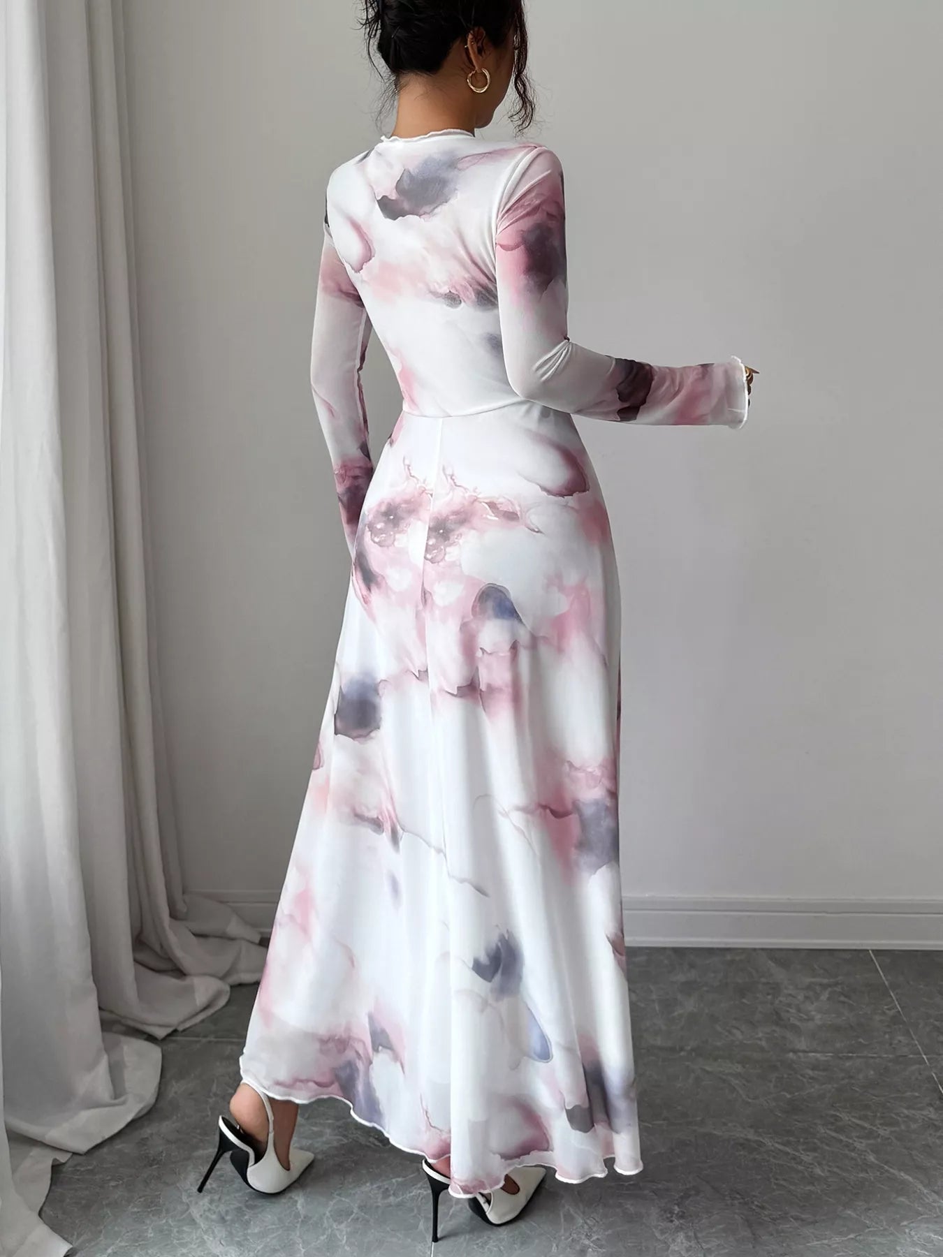 Tie - Dye Long Sleeve Maxi Dress - MAD RUFFI