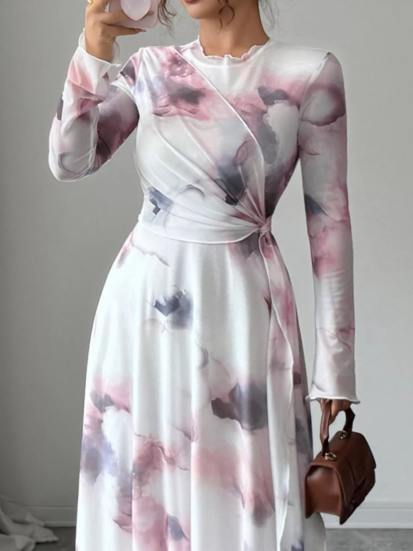 Tie - Dye Long Sleeve Maxi Dress - MAD RUFFI