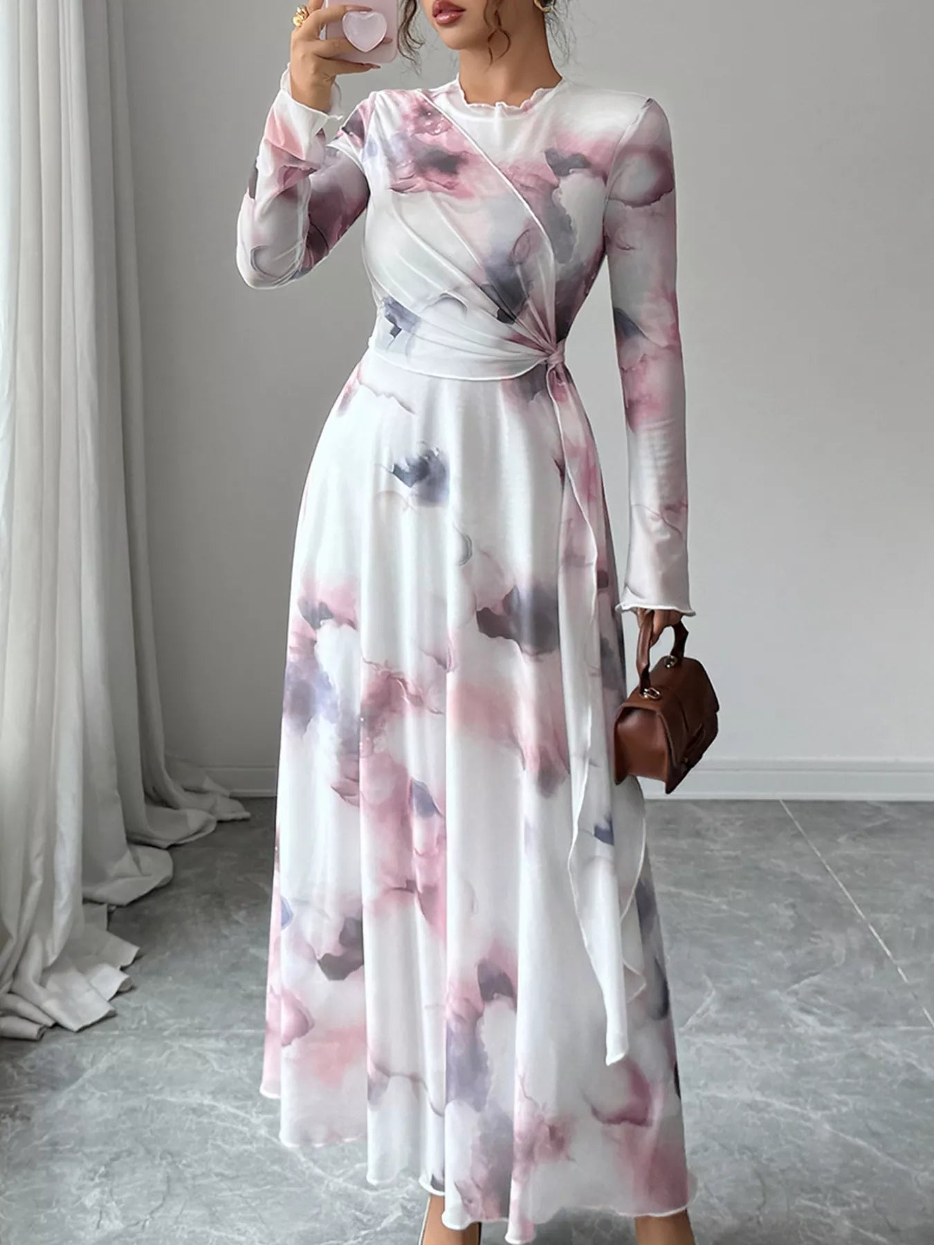 Tie - Dye Long Sleeve Maxi Dress - MAD RUFFI