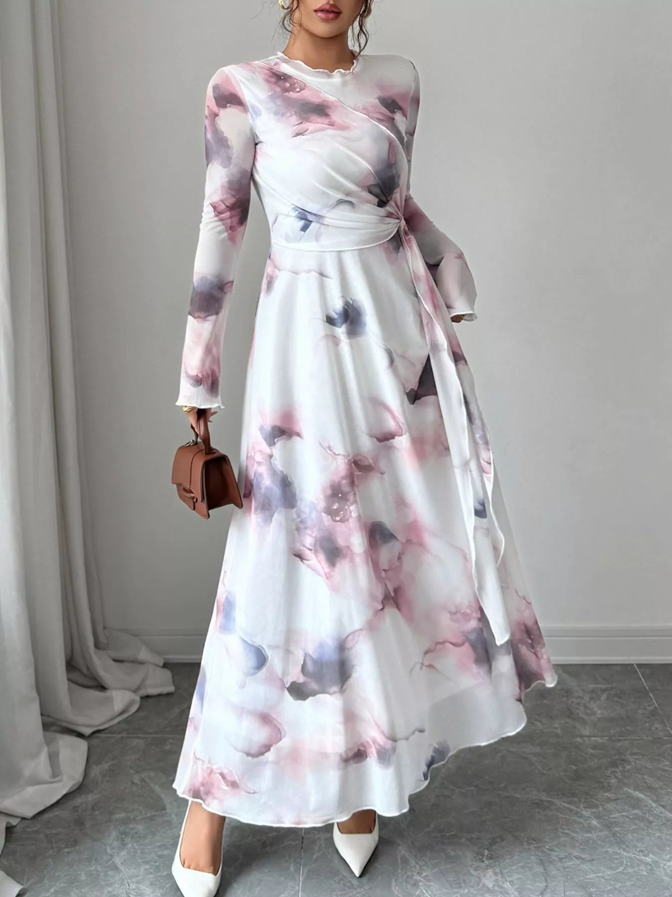 Tie - Dye Long Sleeve Maxi Dress - MAD RUFFI