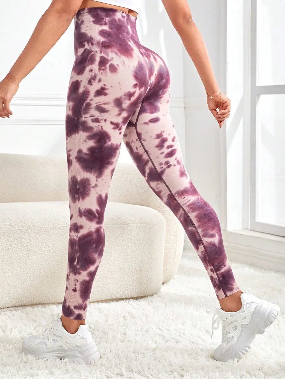 Tie - Dye Wide Waistband Active Leggings - MAD RUFFI