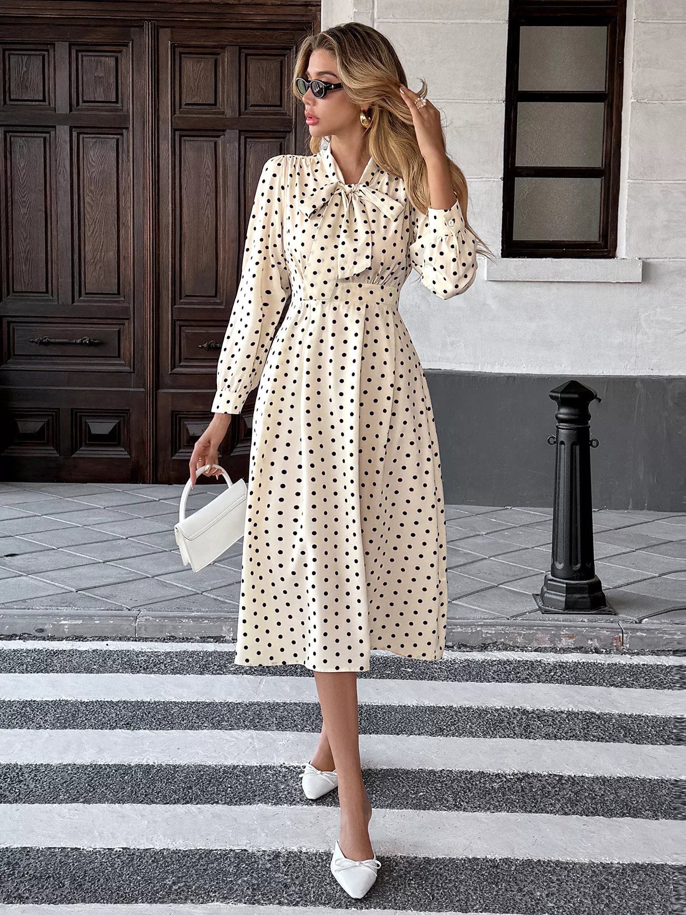Tie Front Polka Dot Dress - MAD RUFFI