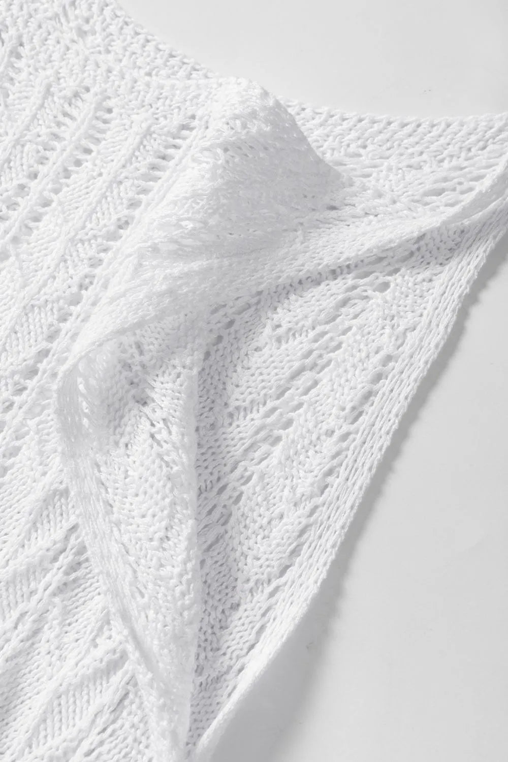 Tie Straps Wave Stripes Textured Eyelet Knitted Vest - MAD RUFFI