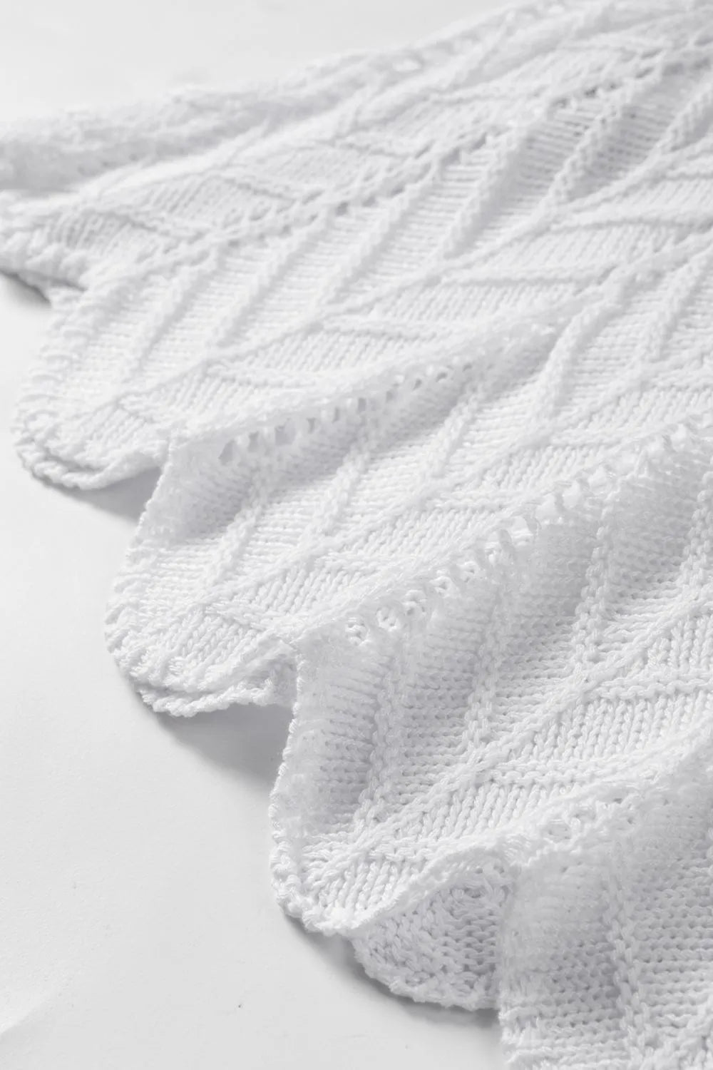 Tie Straps Wave Stripes Textured Eyelet Knitted Vest - MAD RUFFI