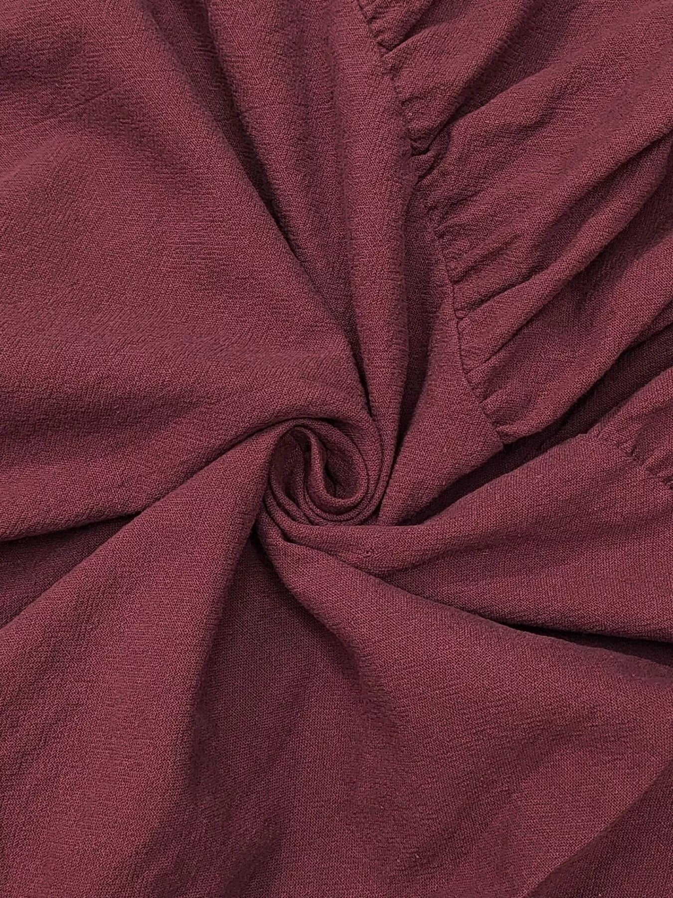 Tie Waist Long Sleeve Ruffled Hem Dress - MAD RUFFI