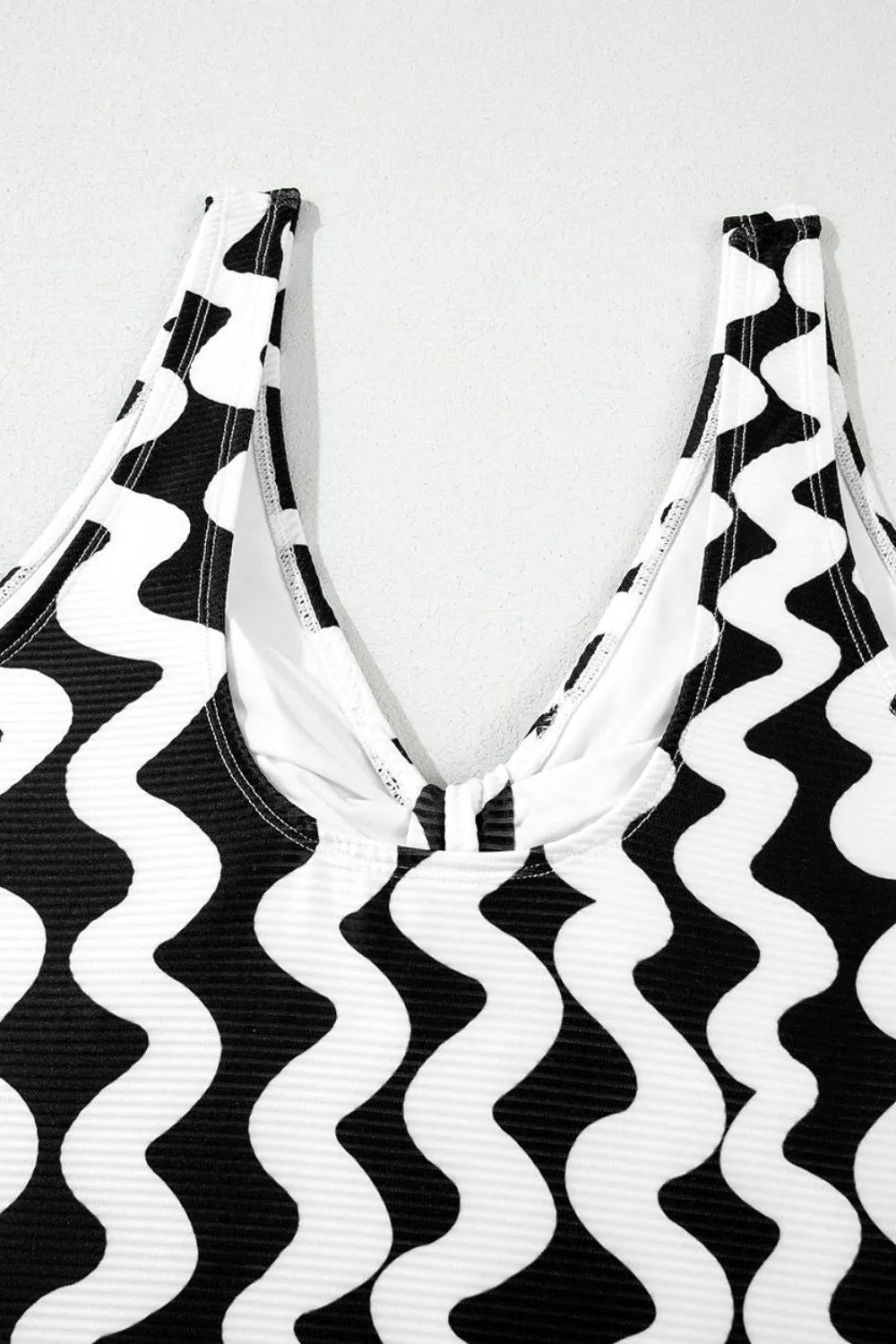 Tied Front Contrast Striped One - Piece Swimsuit - MAD RUFFI