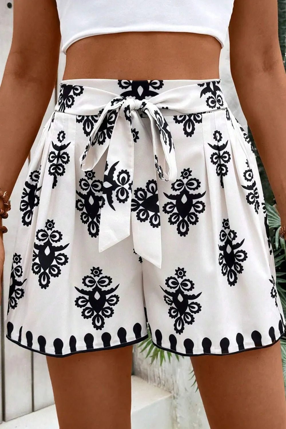 Tied Printed Shorts - MAD RUFFI